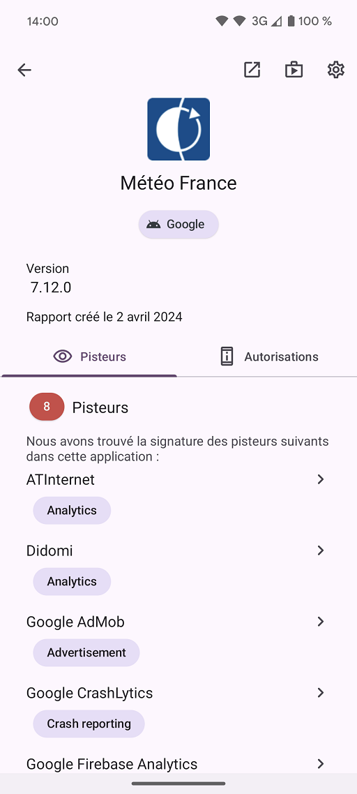 Aperçu 2 de l’application Android d’εxodus