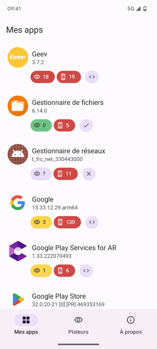 Aperçu 1 de l’application Android d’εxodus
